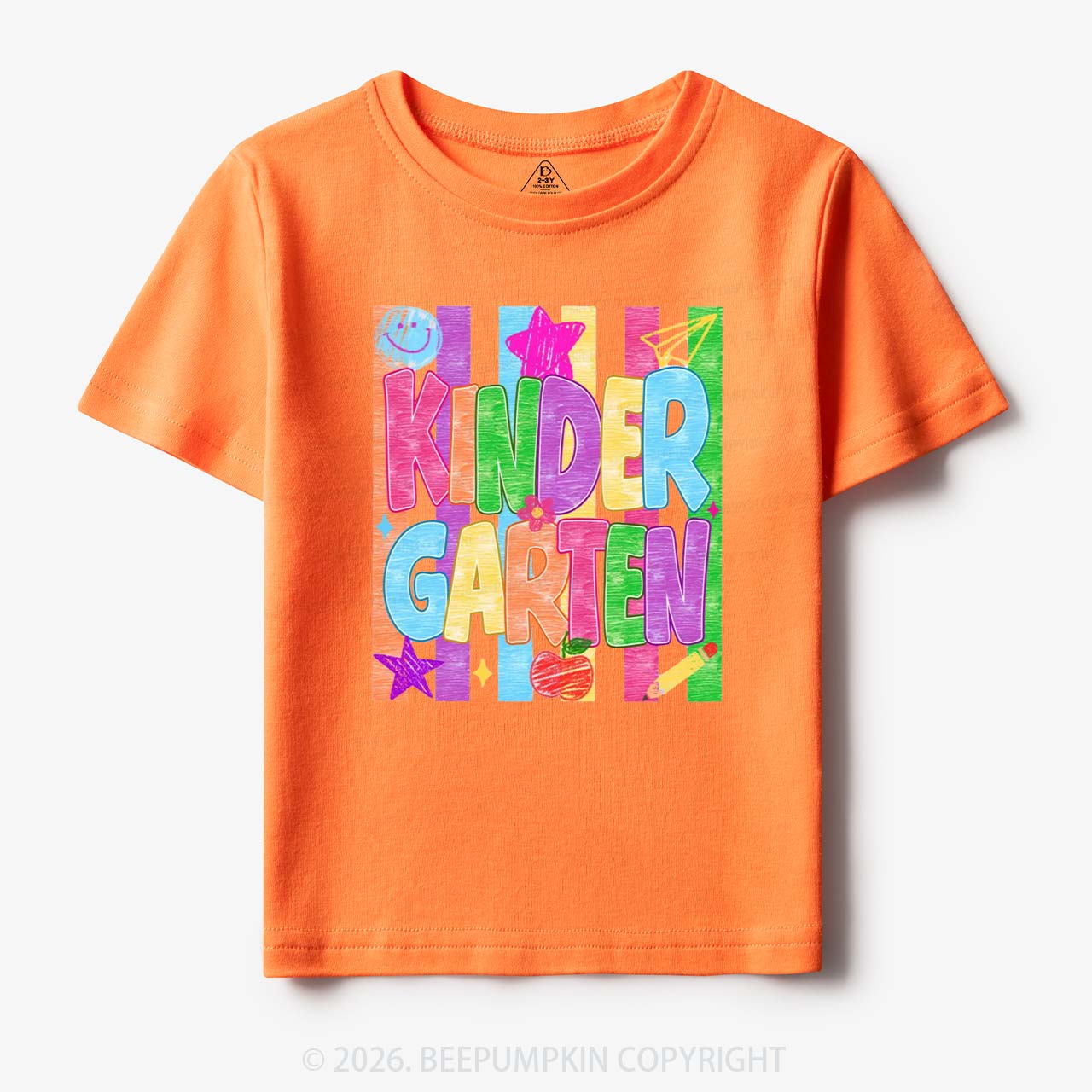 Personalized Crayon Colorful Drawn Striped Back To School Toddler&Kid's Tees