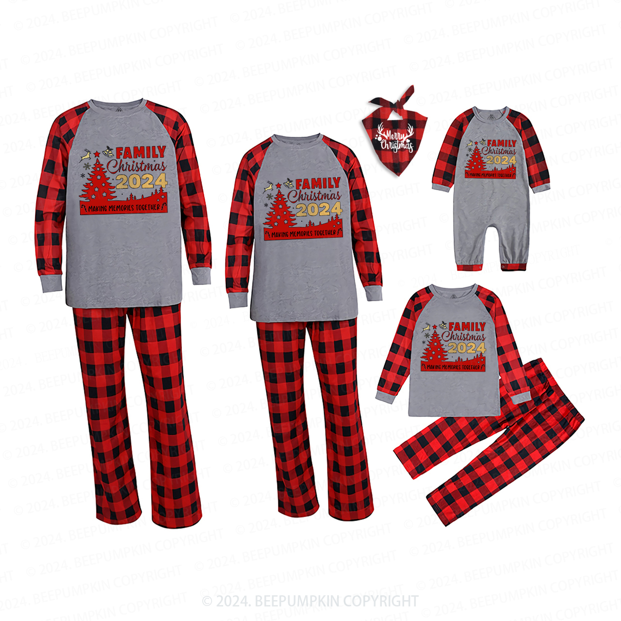 Golden Romantic Christmas  Make Memories Family Matching Pajamas Beepumpkin