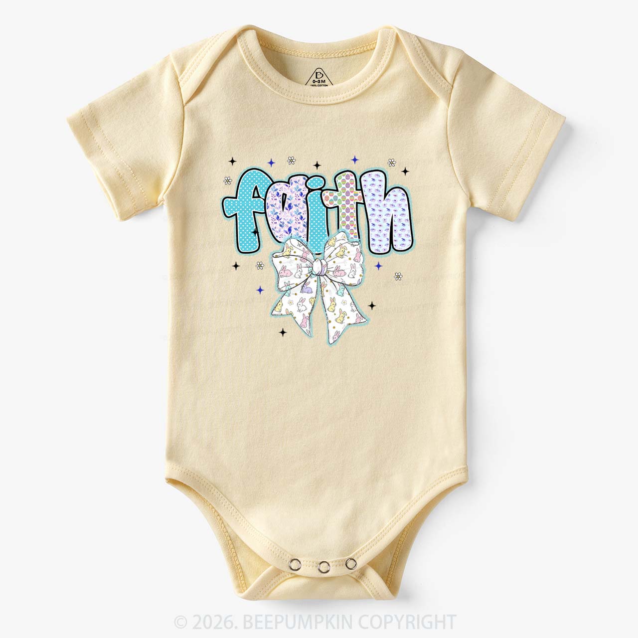 Blooming Faith Bunny Bow Baby Bodysuit