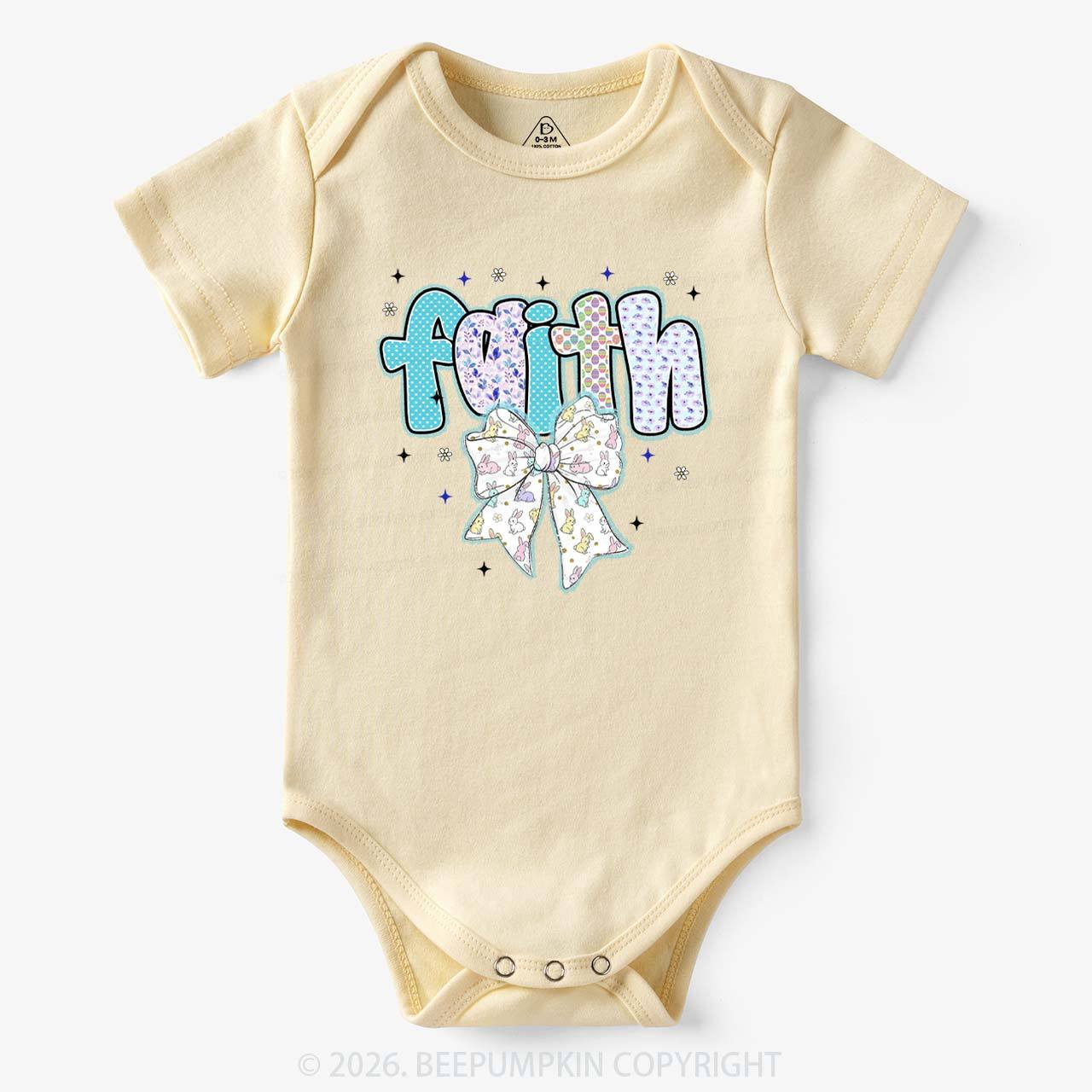 Blooming Faith Bunny Bow Baby Bodysuit