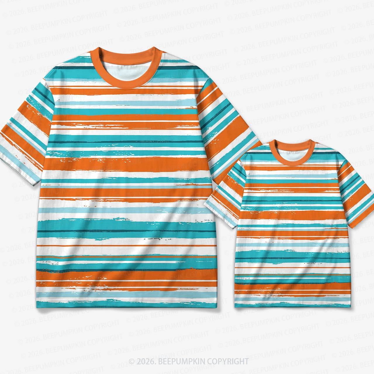Retro Tropical Splash Stripe Family Matching Ringer T-Shirt