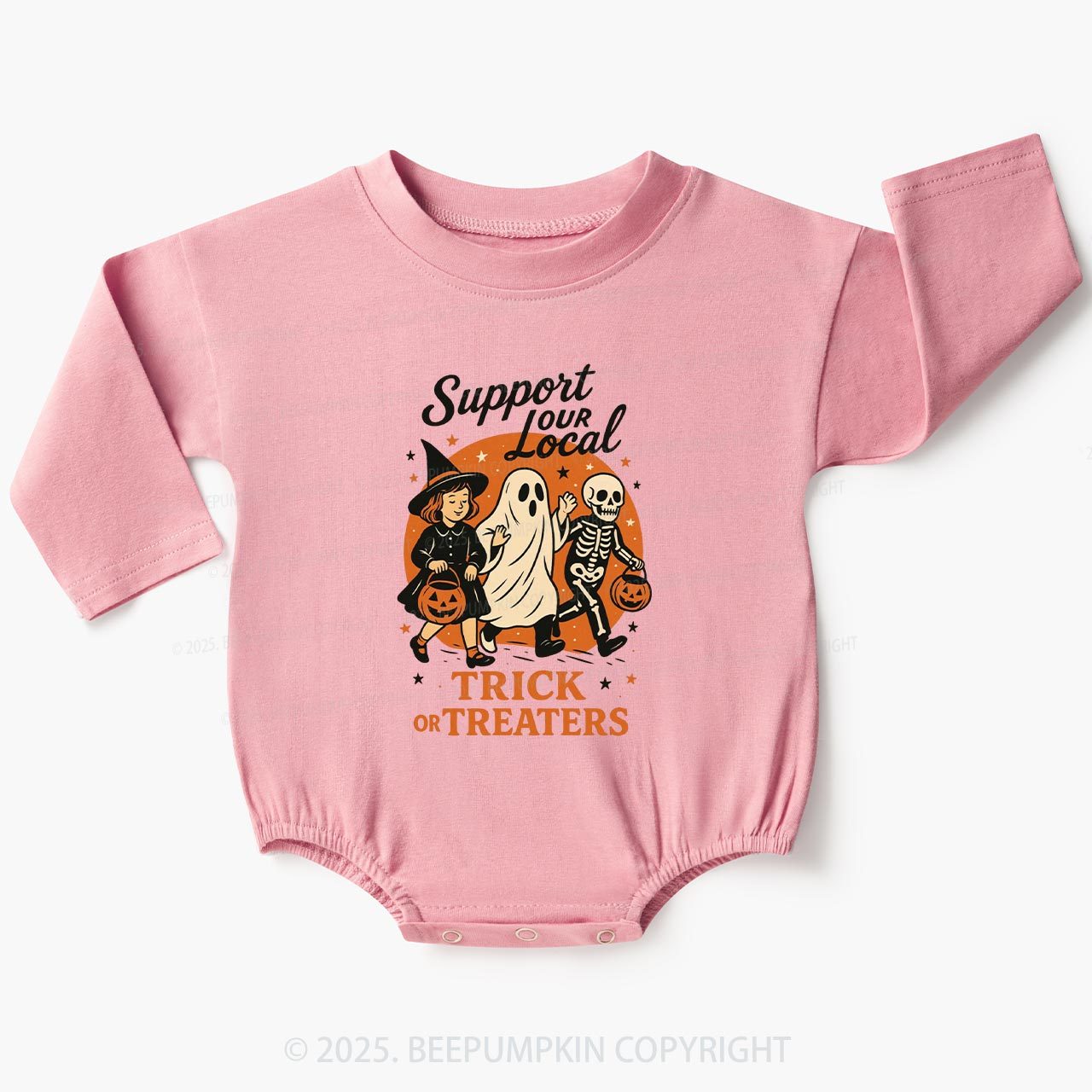Support Your Local Trick or Treaters Baby Bubble Romper Beepumpkin