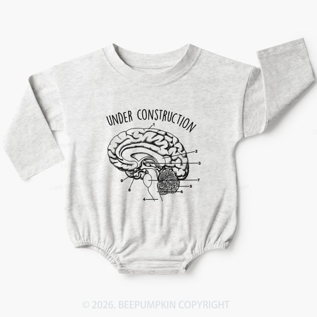 Under Construction Brain Diagram Baby Bubble Romper