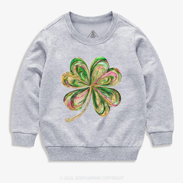 Retro Lucky Shamrock St Patrick's Day Kid's Sweatshirt