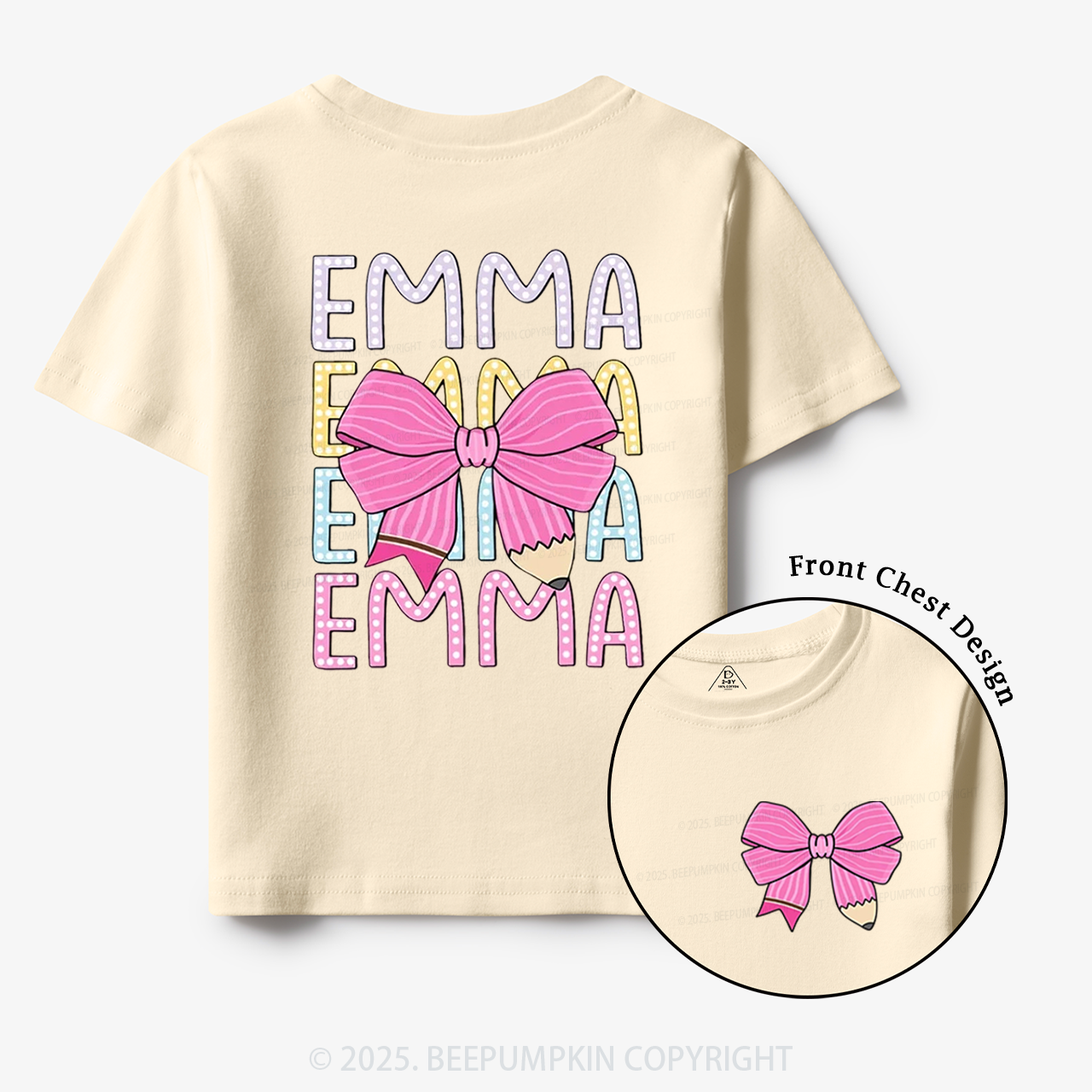 Personalized Pink Bow Toddler&Kid's Tees Beepumpkin