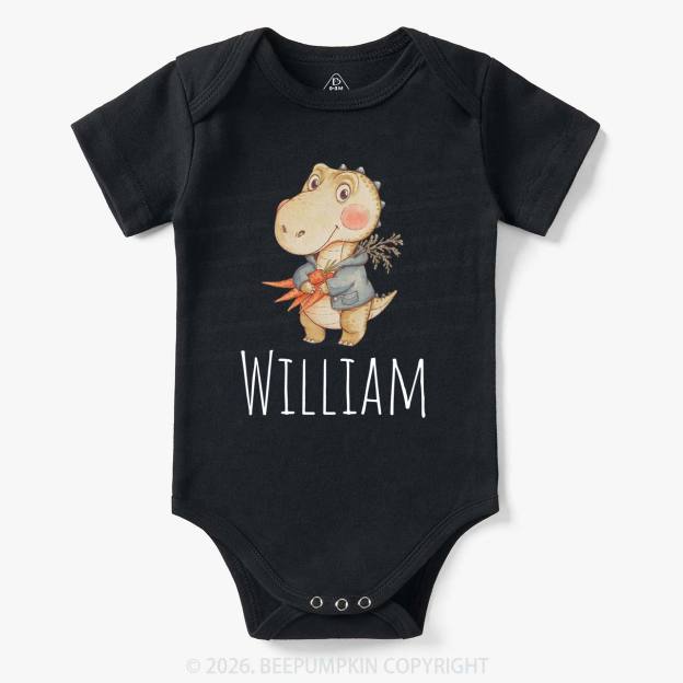 Personalized Watercolor Dino Friend Baby Bodysuit