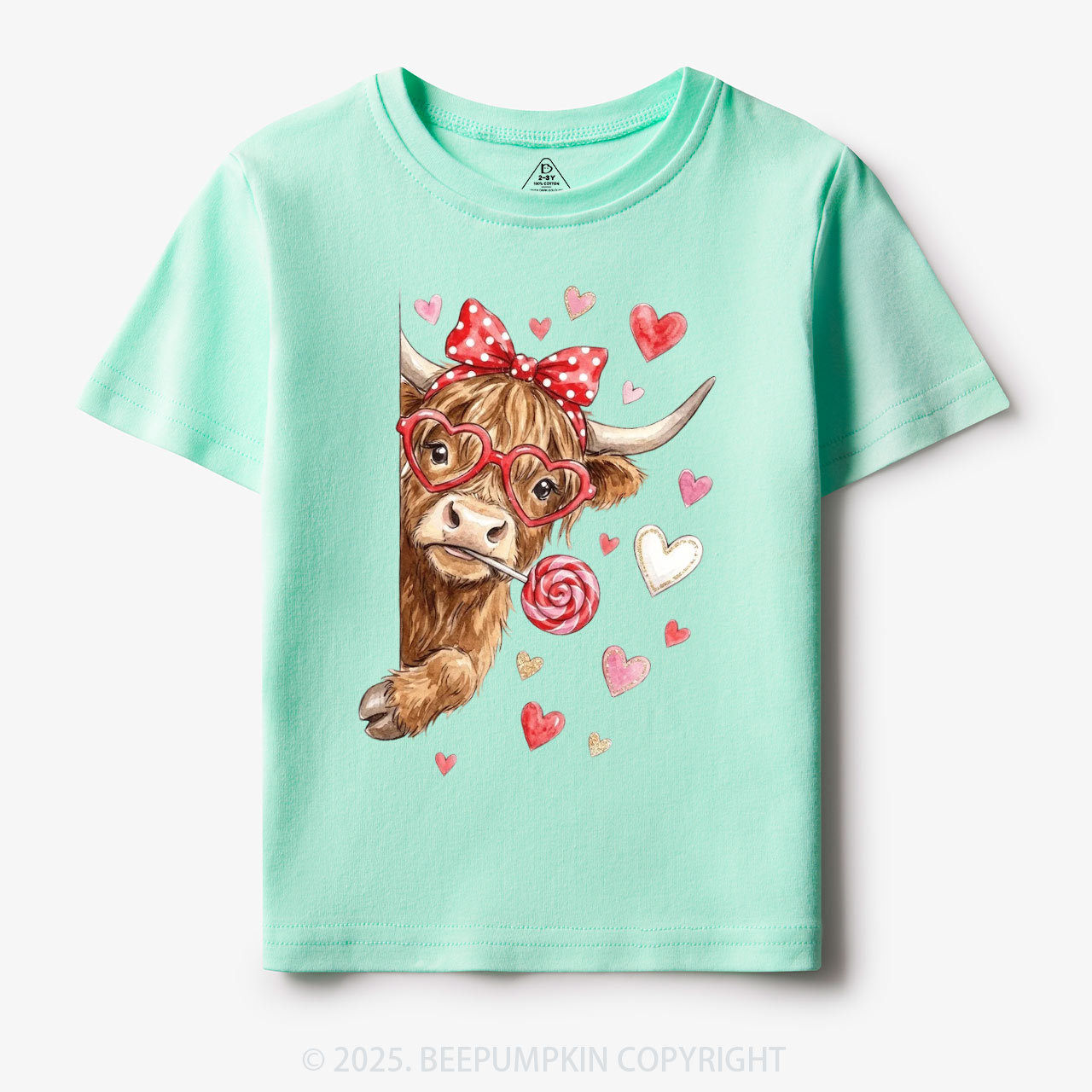 Valentine Highland Cow Toddler&Kid's Tees Beepumpkin