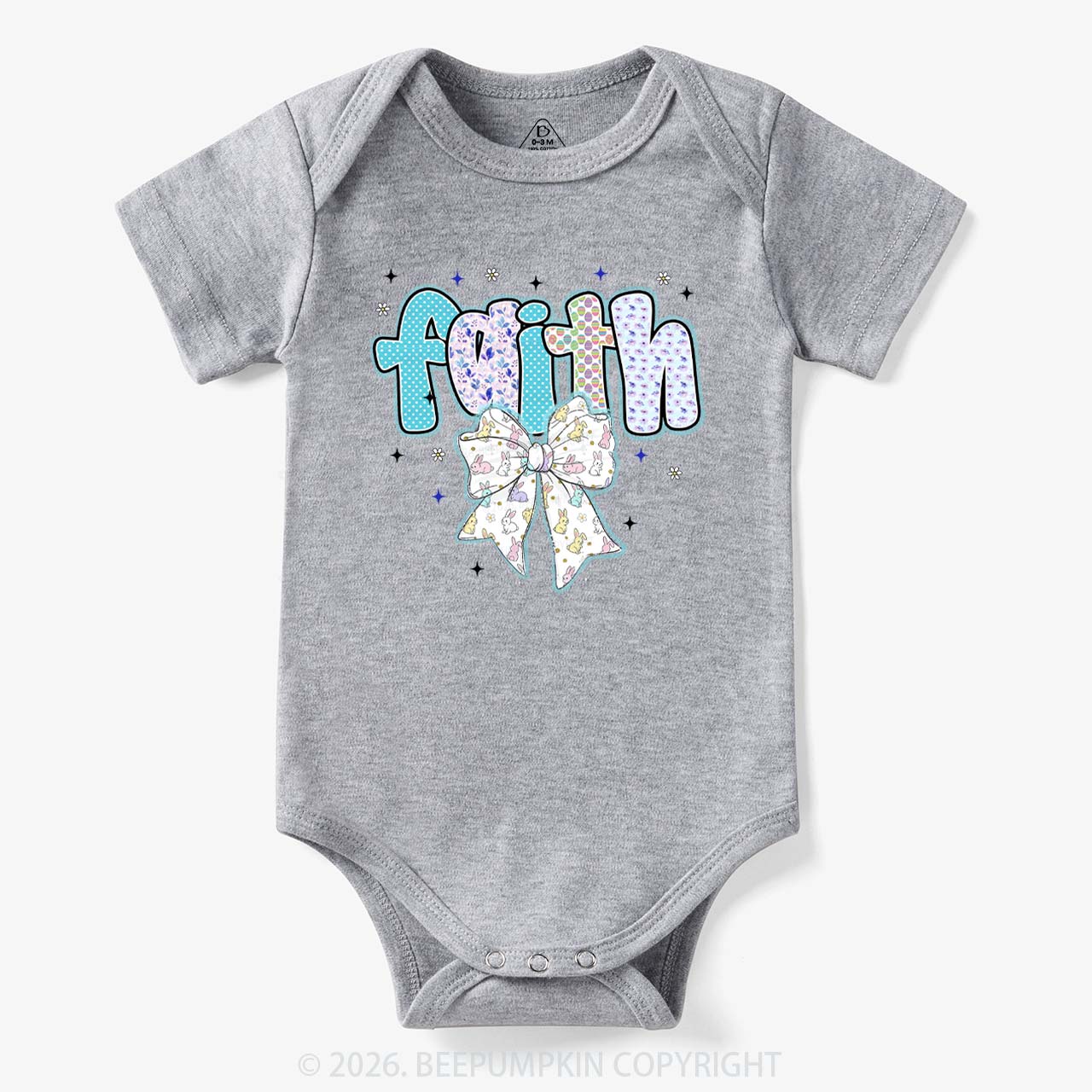 Blooming Faith Bunny Bow Baby Bodysuit