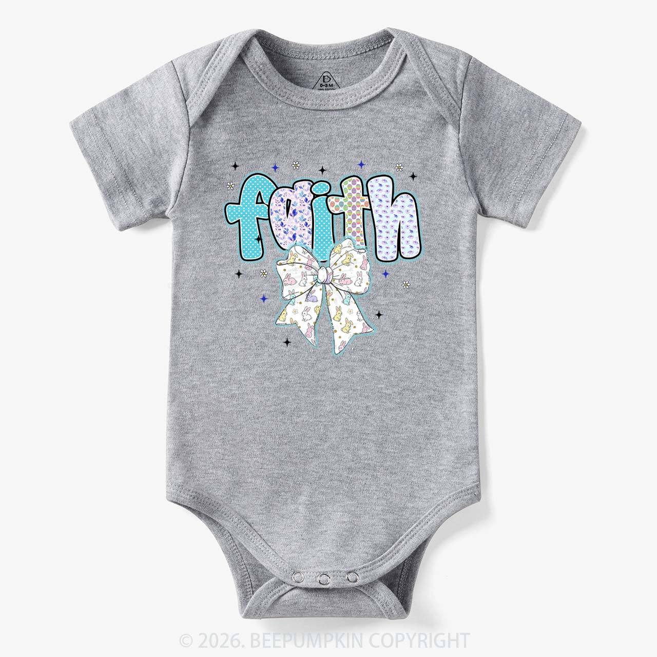 Blooming Faith Bunny Bow Baby Bodysuit