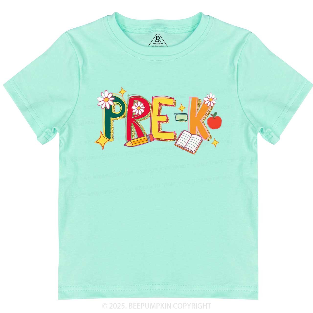 Personalized Girly Floral Kindergarten Neon School Toddler&Kid's Tees Beepumpkin