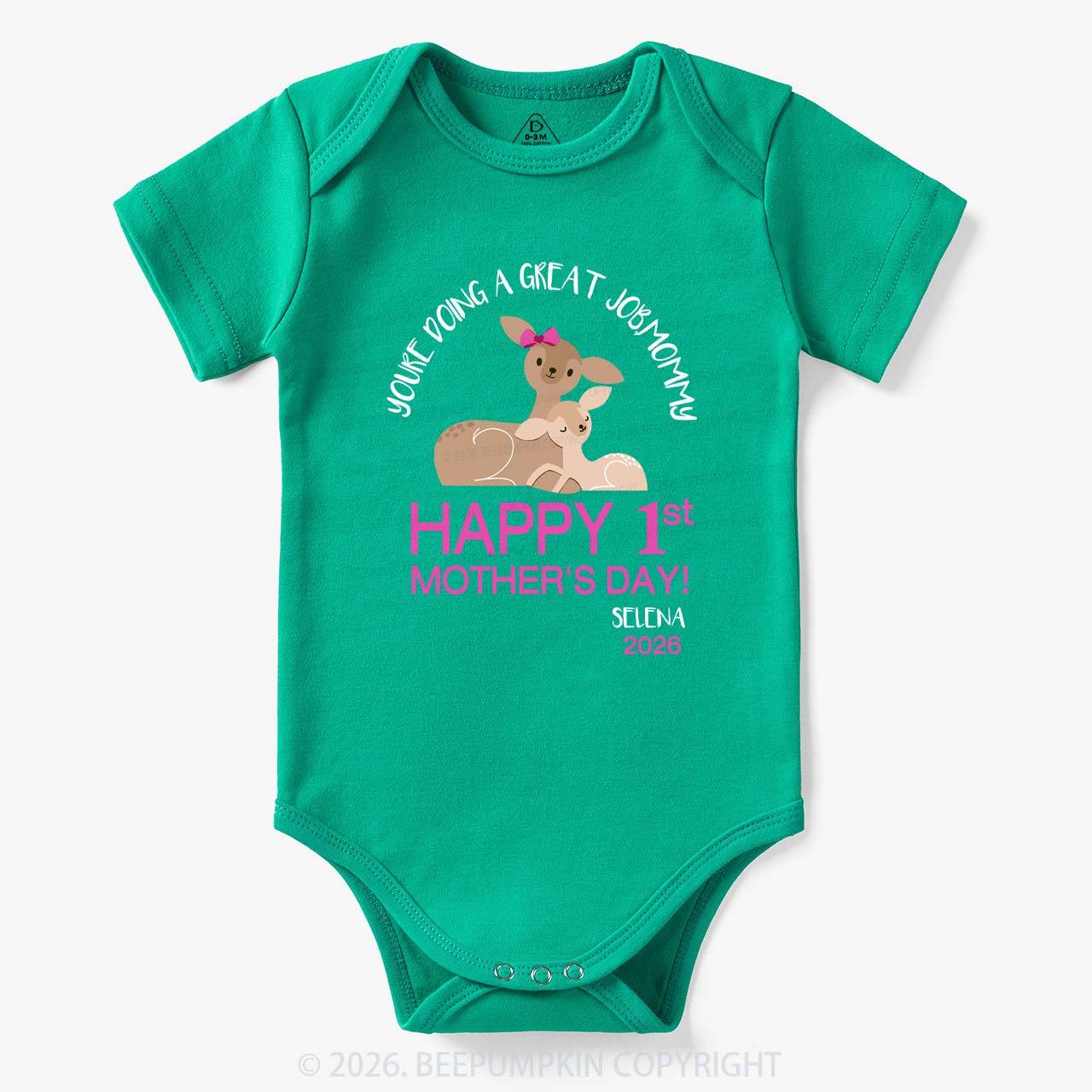 Happy 1st Mother's Day Deer Bodysuit For Baby
