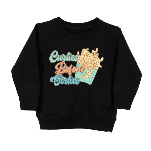 Curlies Before Girlies Kids Sweatshirt