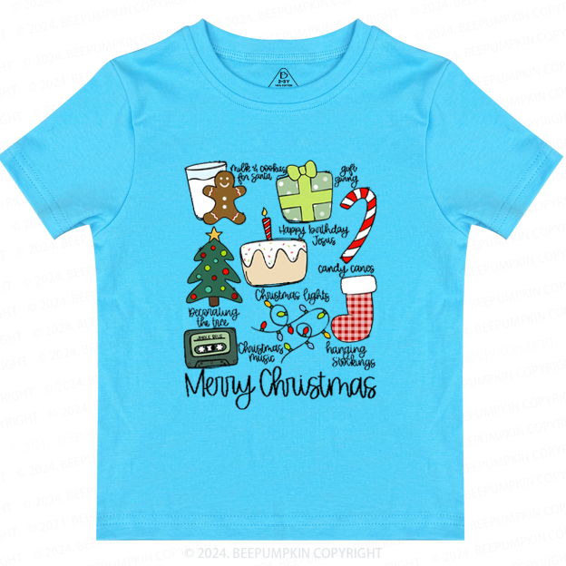 Merry Christmas Retro Holiday Toddler&Kids Tees 