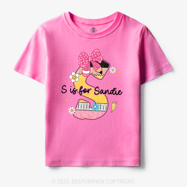 Personalized Pencil Bow Name Toddler&Kid's Tees Beepumpkin