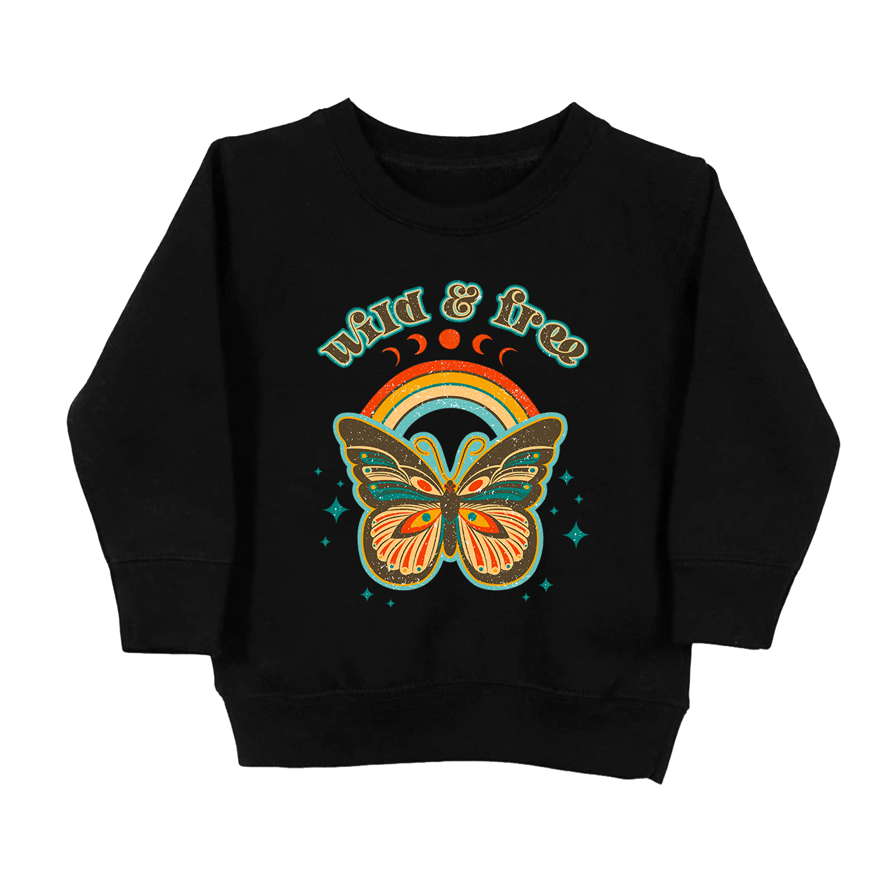 Retro Boho Wild And Free Kids Sweatshirt