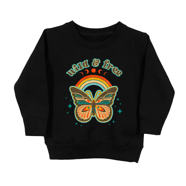 Retro Boho Wild And Free Kids Sweatshirt