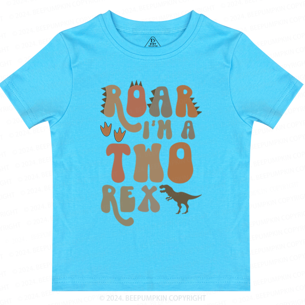 Roar Dino 2nd Birthday Toddler&Kids Tees 