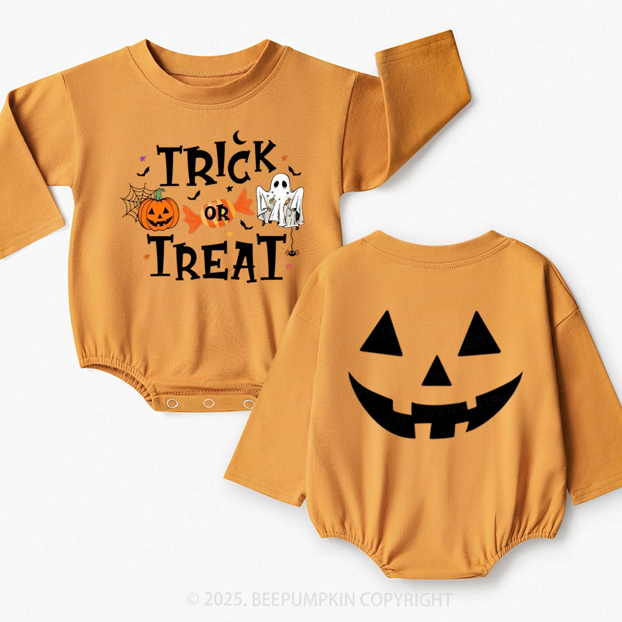 Trick And Treat Halloween Baby Bubble Romper Beepumpkin