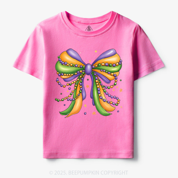 Mardi Gras Ribbon Bow Toddler&Kid's Tees Beepumpkin