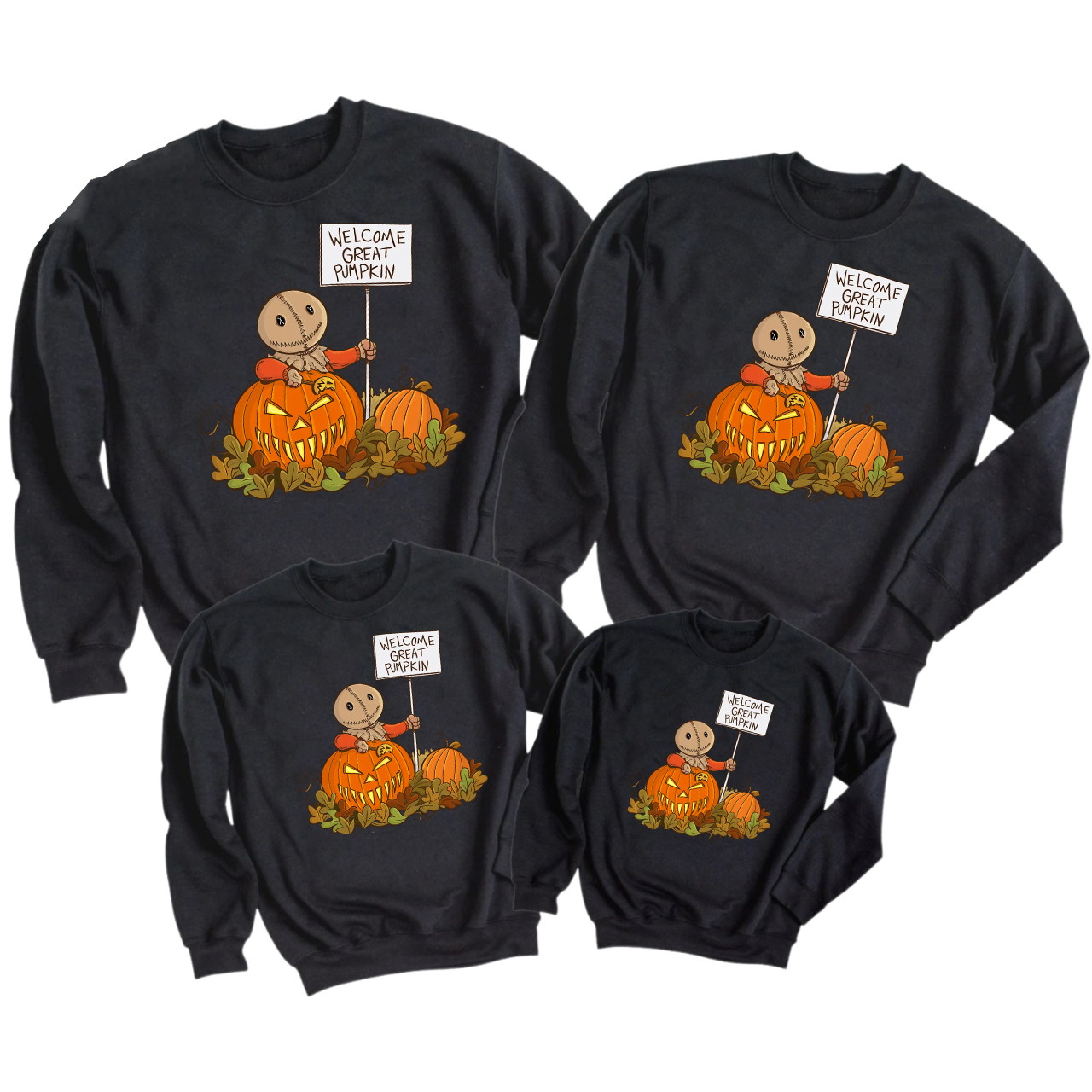 Welcome Great Pumpkin Halloween Matching Sweatshirts