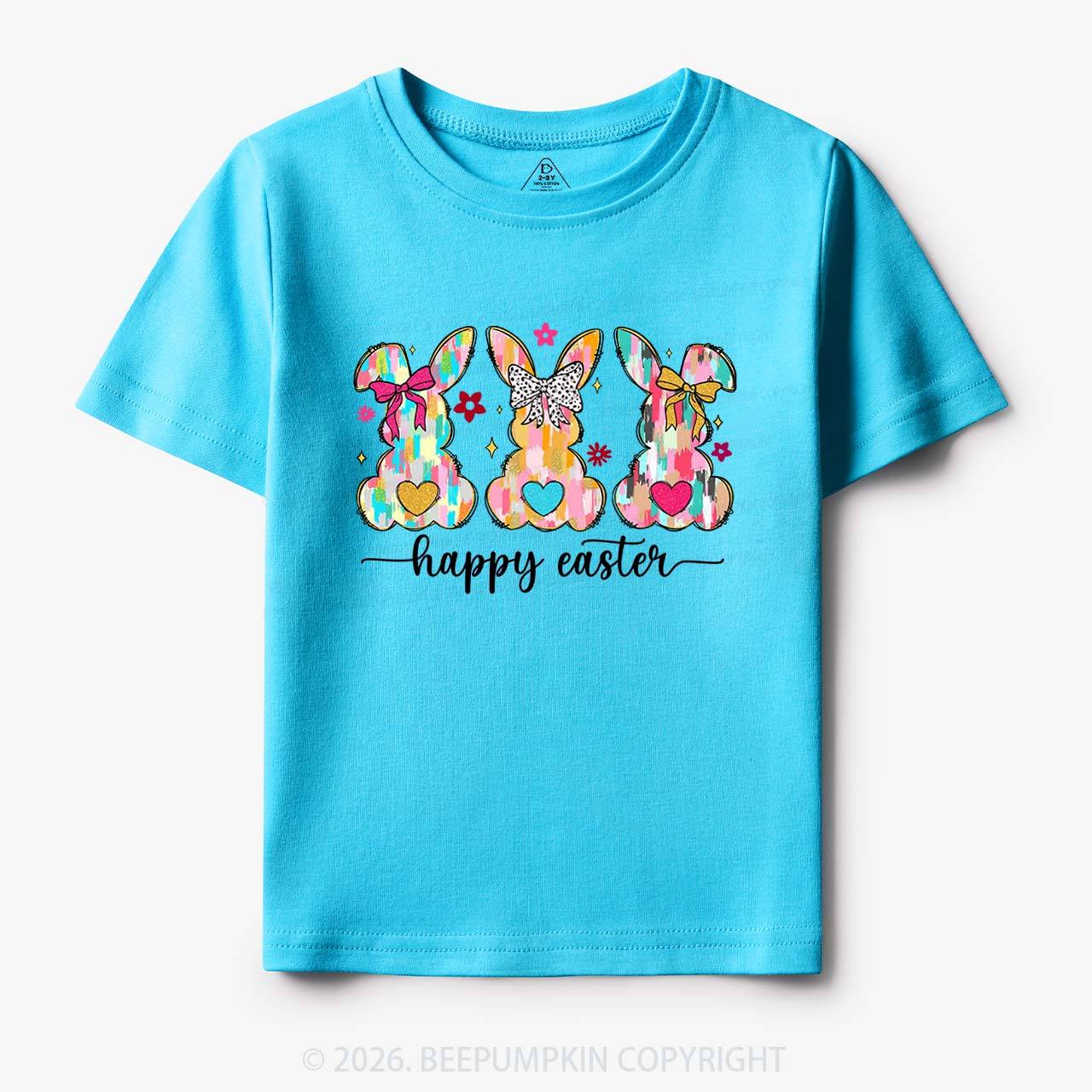 Pastel Brush Happy Easter Bunnie Toddler&Kid's Tees