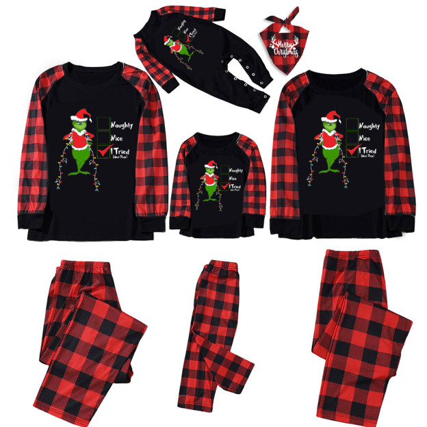 Naughty Nice I Tried Christmas Family Pajamas