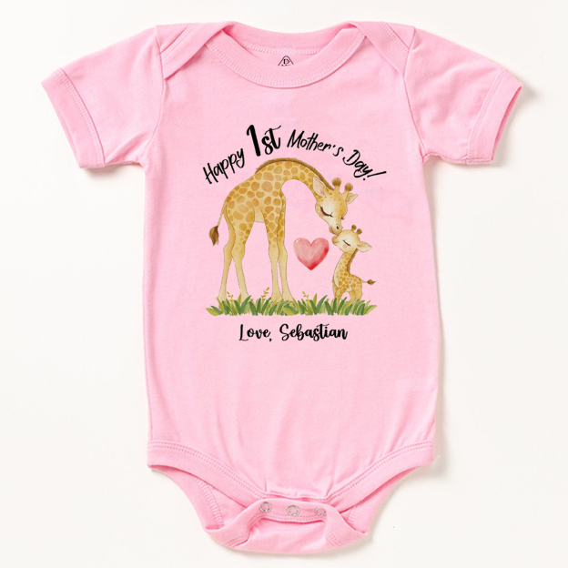 Personalized Mother's Day Giraffe Bodysuit Beepumpkin