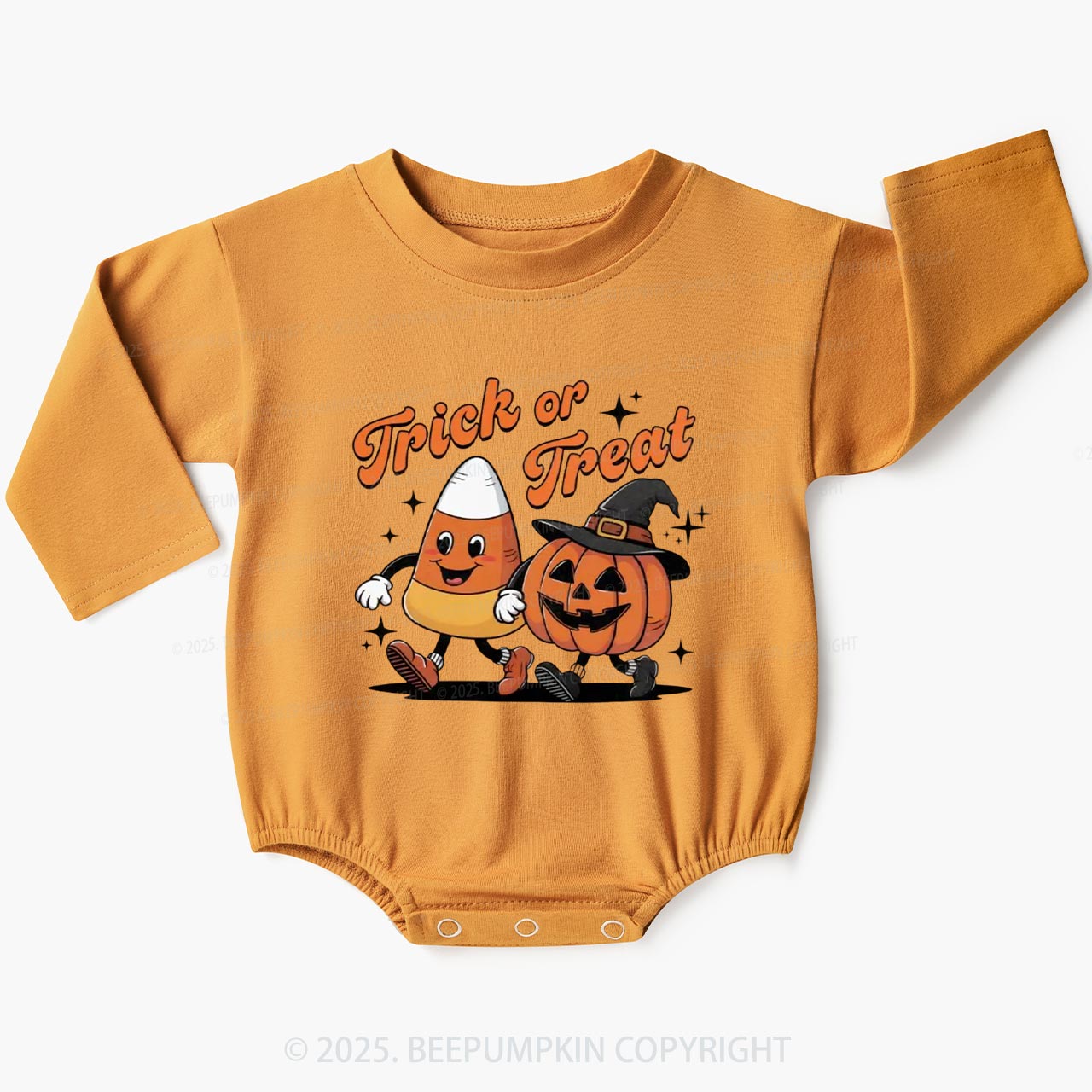Halloween Trick Or Treat Baby Bubble Romper Beepumpkin