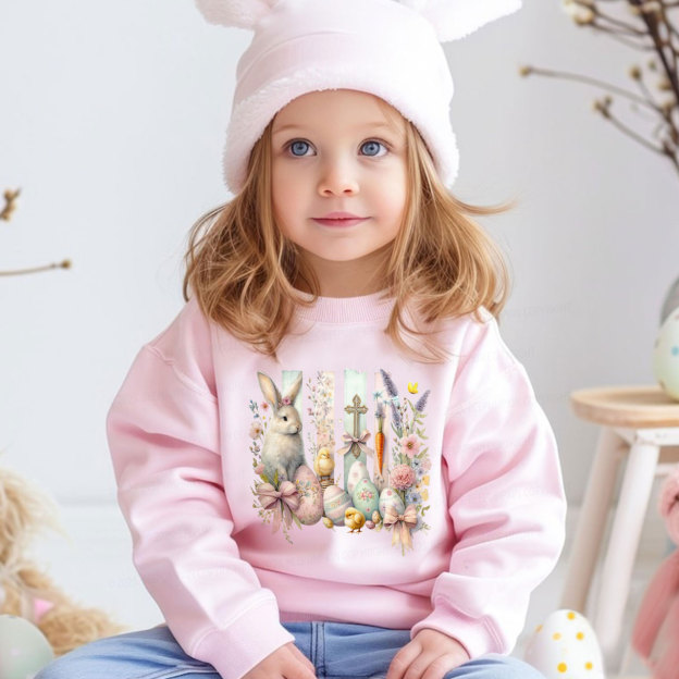Springtime Faith Bunny Kid's Sweatshirt