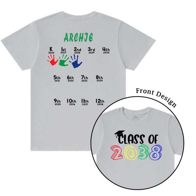 Hand Print-Class Of 2037 Personalized Shirts For School Kids