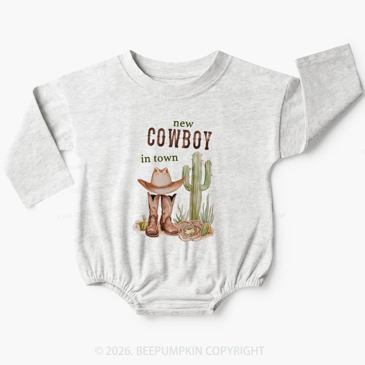 New Cowboy in Town Western Baby Bubble Romper