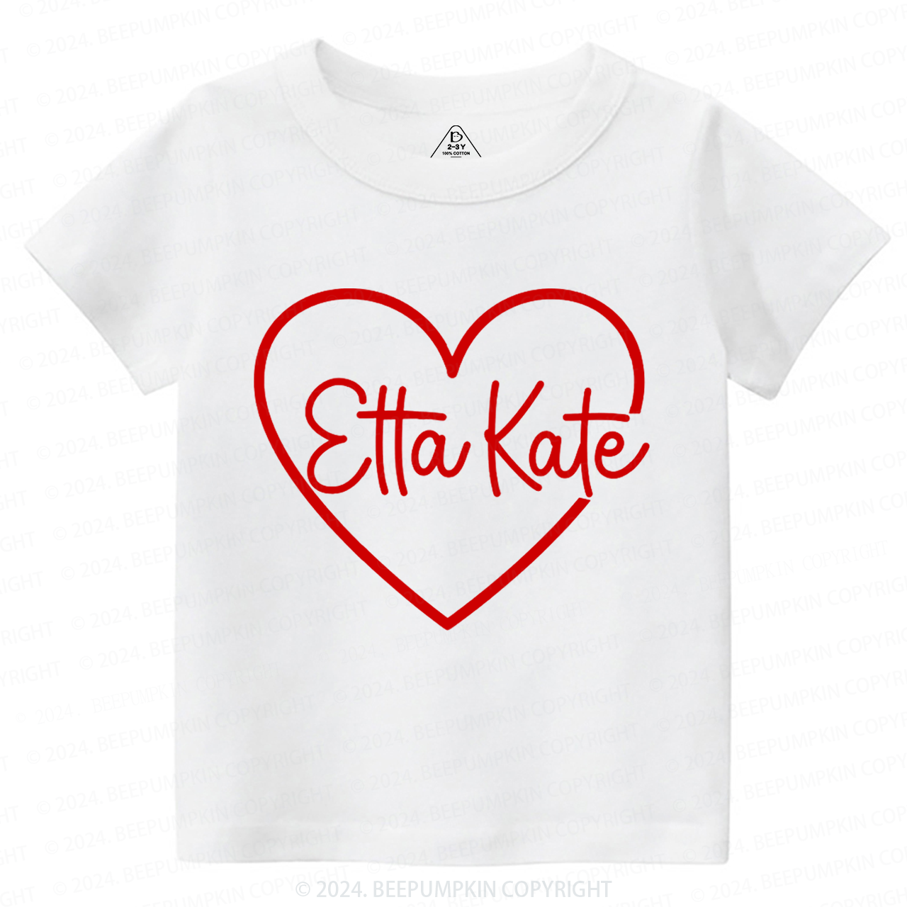 Personalized Valentine Heart Name Toddler&Kids Tees Beepumpkin