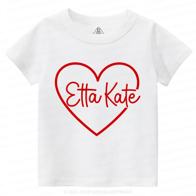 Personalized Valentine Heart Name Toddler&Kids Tees Beepumpkin