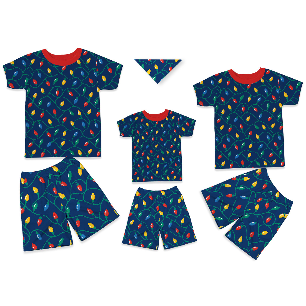 Navy Happy Santa Claus All-Over Print Short Family Matching Pajama Set