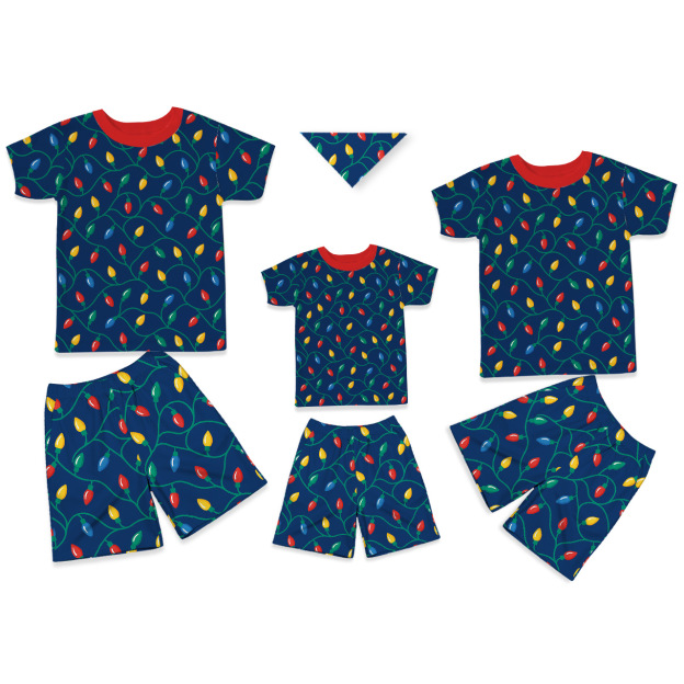 Navy Happy Santa Claus All-Over Print Short Family Matching Pajama Sets