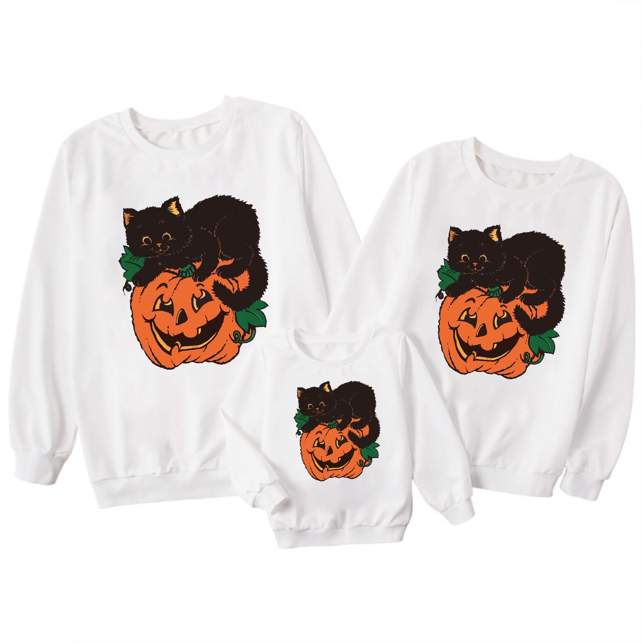 Pumpkin and Cat Halloween Party Sweatshirts