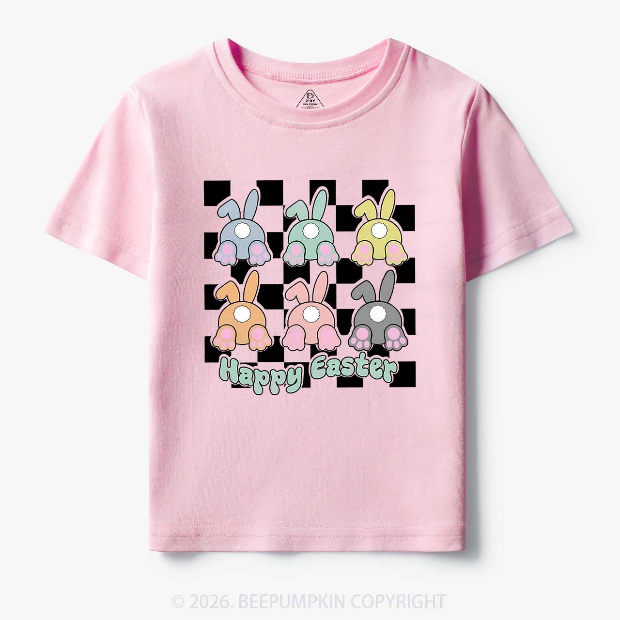 Happy Easter Bunnies Checkered Toddler&Kid's Tees