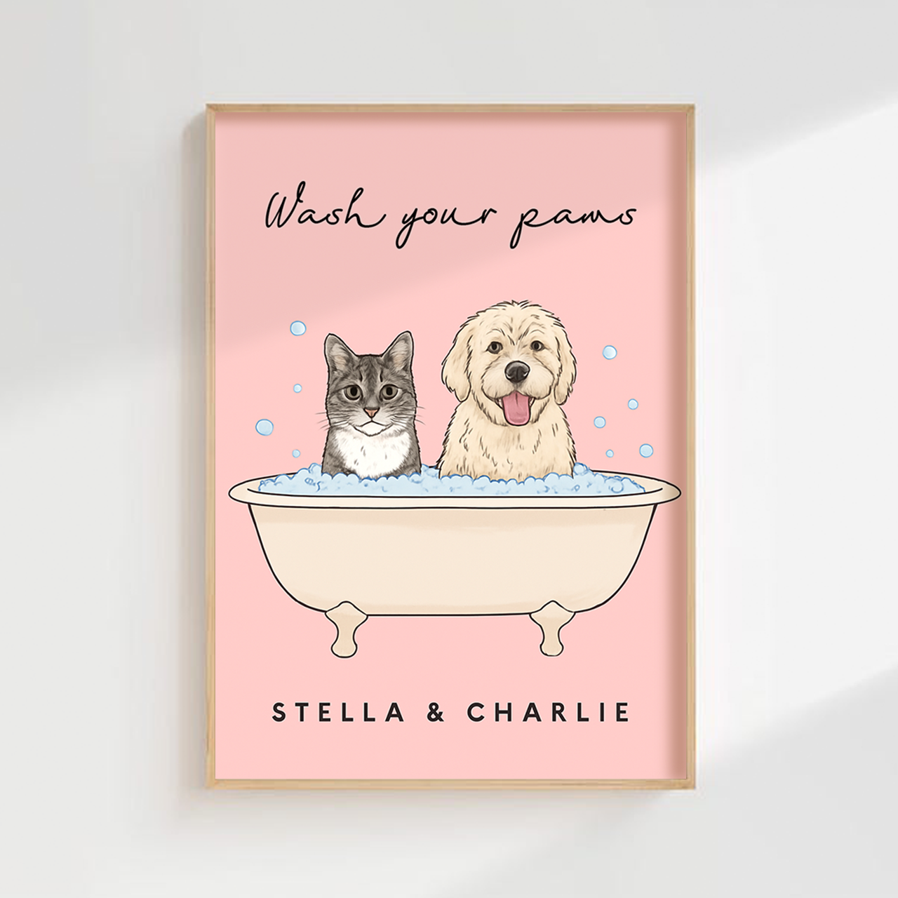 Personalized Funny Pet Portrait Bathroom Digital Nursery Wall Art