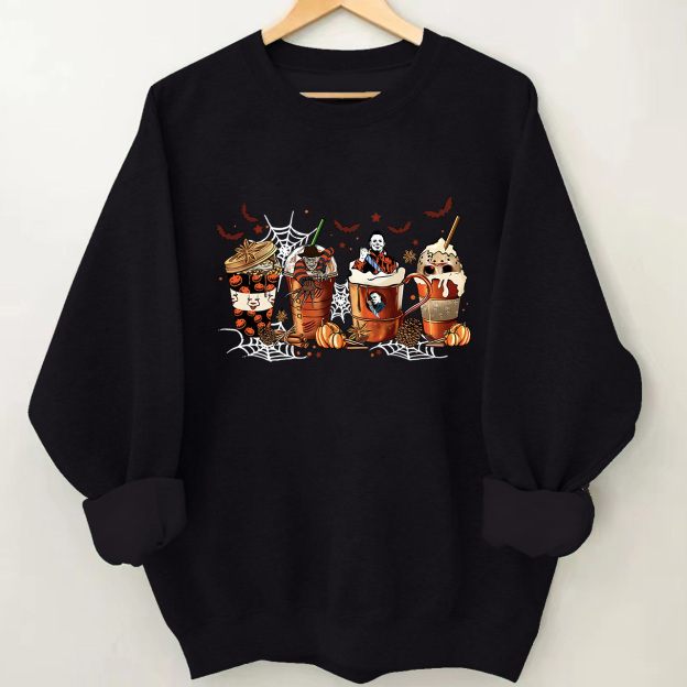 Skeleton Coffee Cups Halloween Sweatshirts