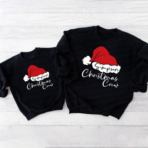 Personalized Santa Hat Crew Matching Family Sweatshirts