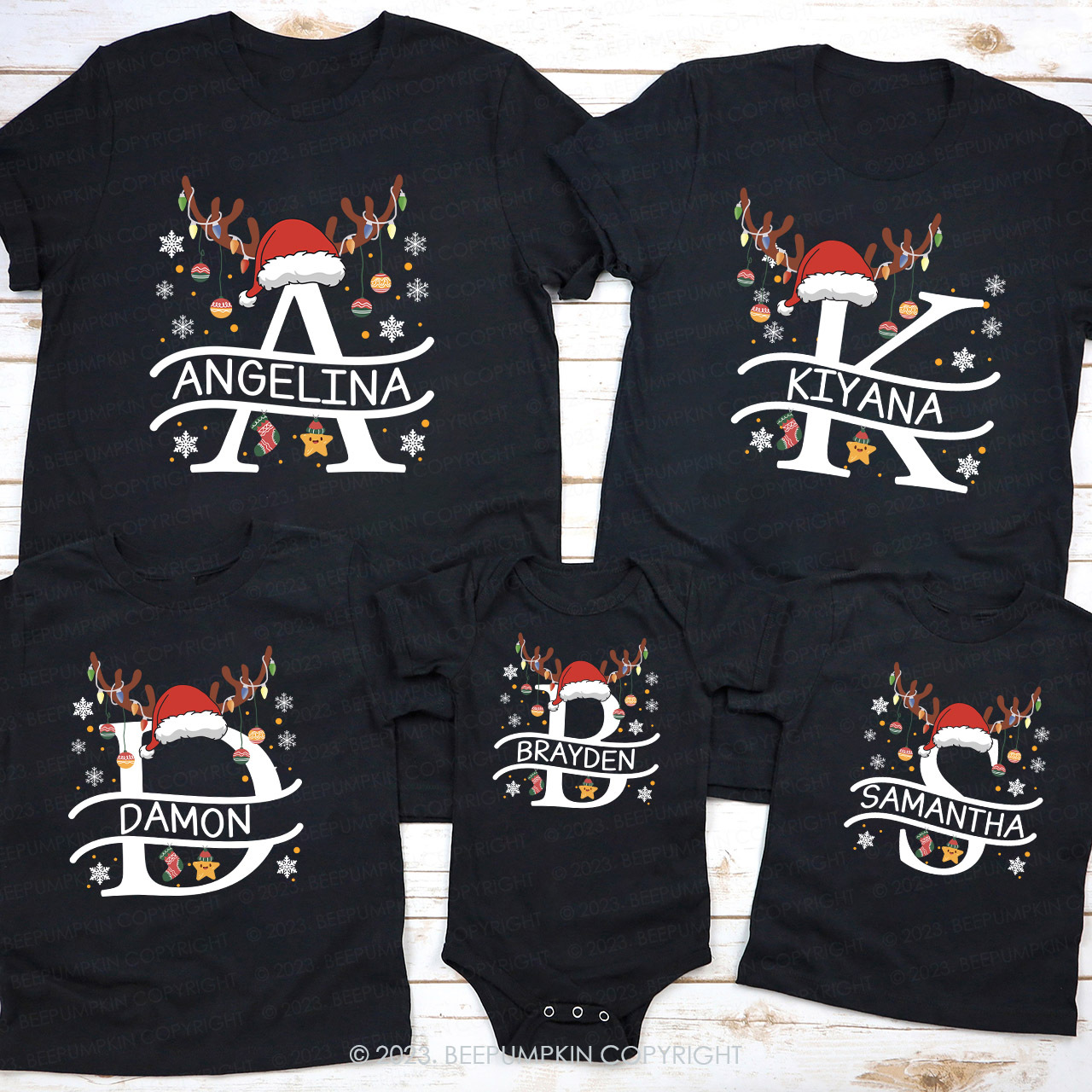 Personalized Christmas Elk Family Matching Shirts Beepumpkin