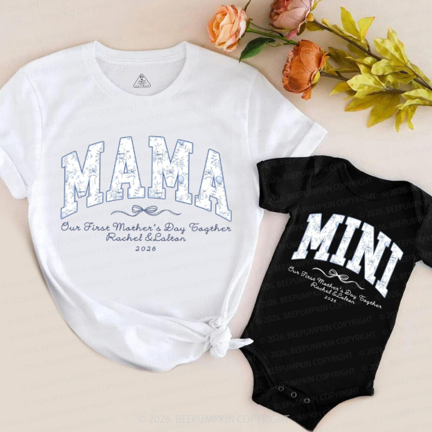 Personalized Our First Mothers Day Together Teddy Bear Mom&Me Matching T-Shirts
