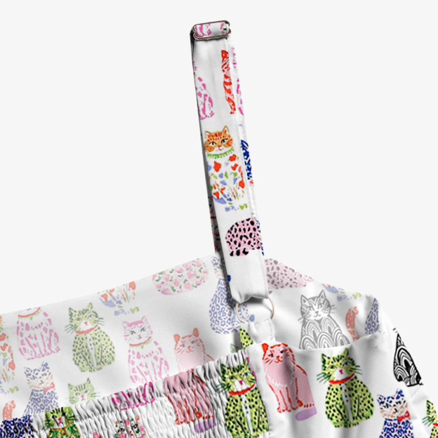 Whimsical Colorful Cat All-Over Print Women’s Voile Cami Dress