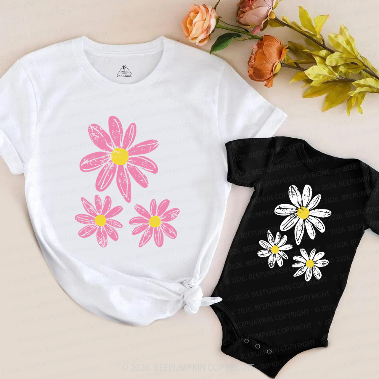 Daisy Boho Floral Mom&Me Matching T-Shirts