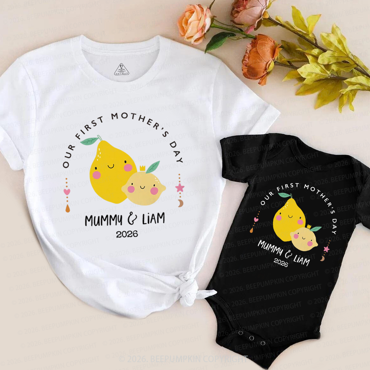Personalized Lemon Our First Mother's Day Mom&Me Matching T-Shirts