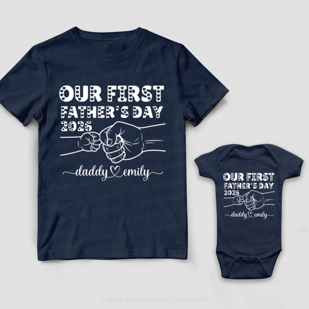 Personalized Cute Our First Fathers Day Dad&Me Matching Shirts