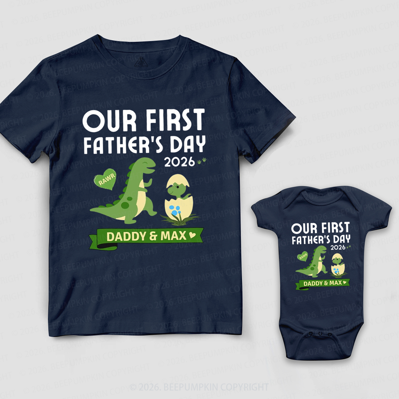 Personalized Our First Fathers Day Dinosaur Dad&Me Matching Shirts
