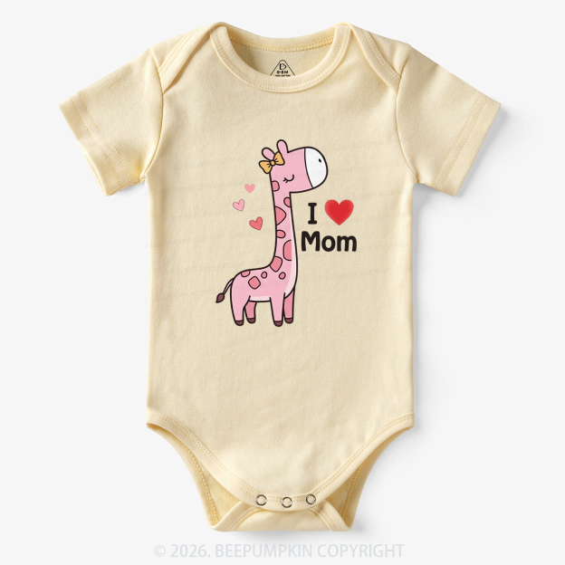 I Love Mom and Dad Giraffe Bodysuit
