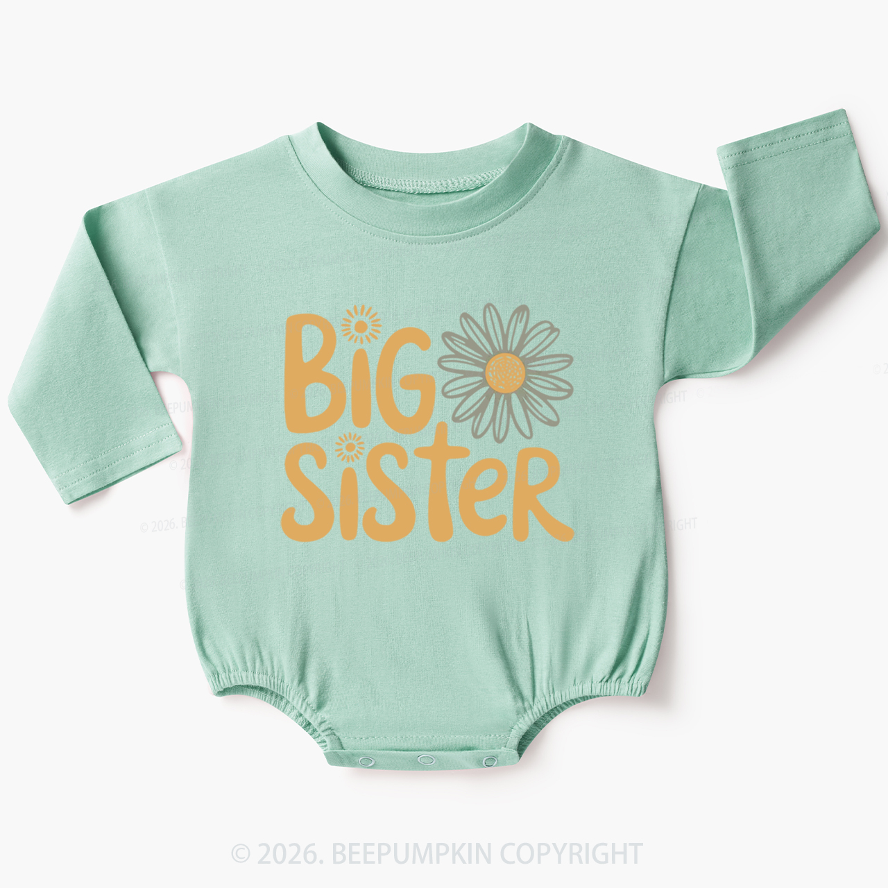 Big Sister Daisy Boho Flower Baby Bubble Romper