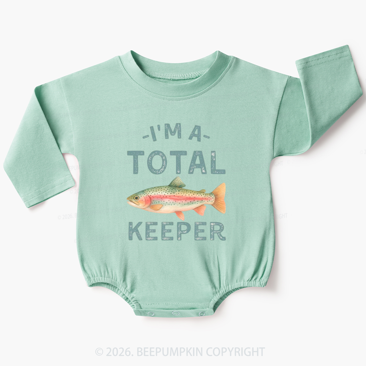 I'm a Total Keeper Funny Fishing Baby Bubble Romper